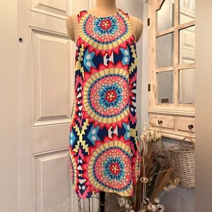 Annie Griffin Multicolor Patterned Halter Dress Large Feminine Effortless Design